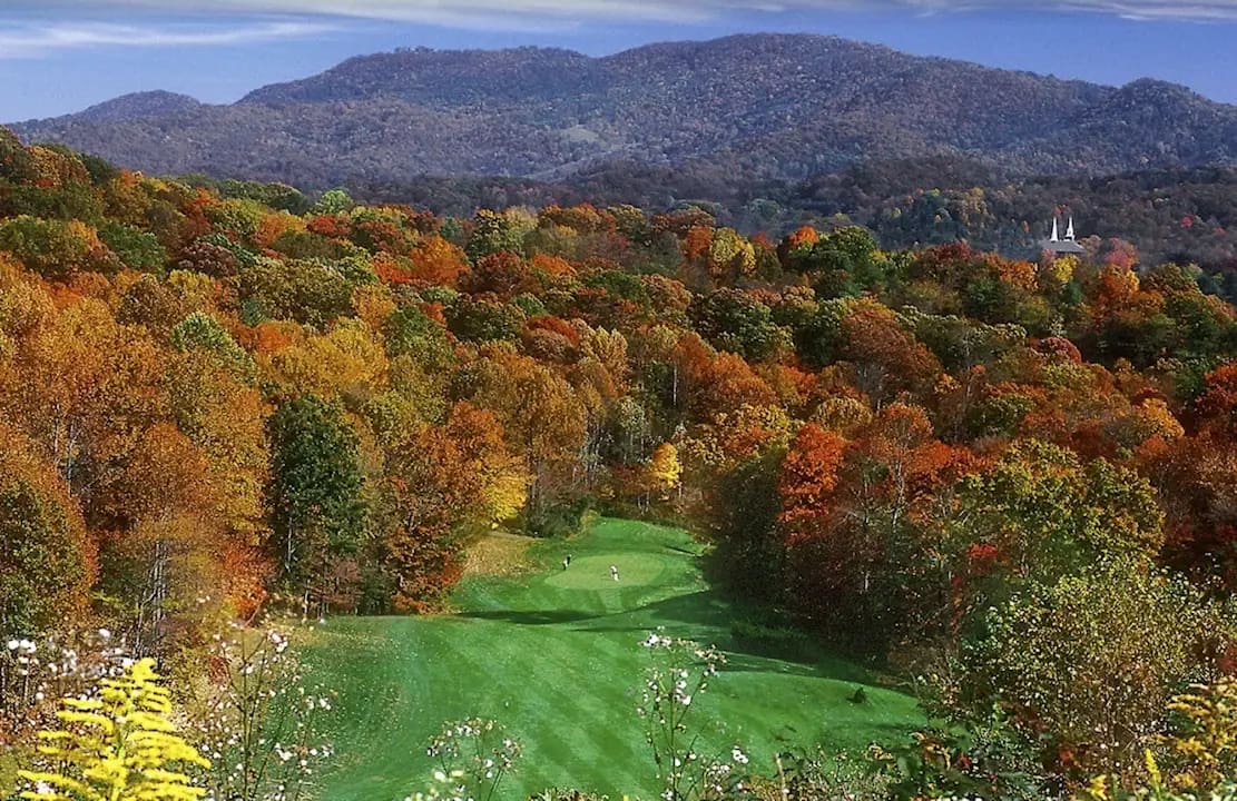 Scenic Smoky Mountains of Laurel Ridge Golf Course just a short drive from High Hopes cabin rental in Maggie Valley NC