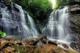 Scenic Soco Falls just a short drive from High Hopes cabin in Maggie Valley, NC
