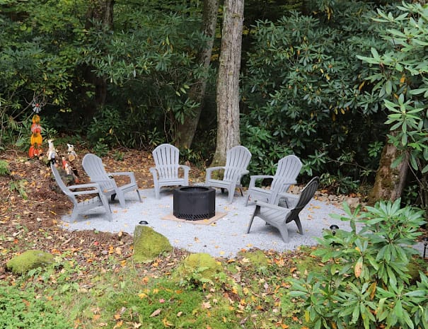 Outdoor fire pit at High Hopes cabin Smoky Mountain rental