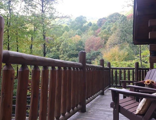 Front porch of High Hopes cabin overlooking Smoky Mountains